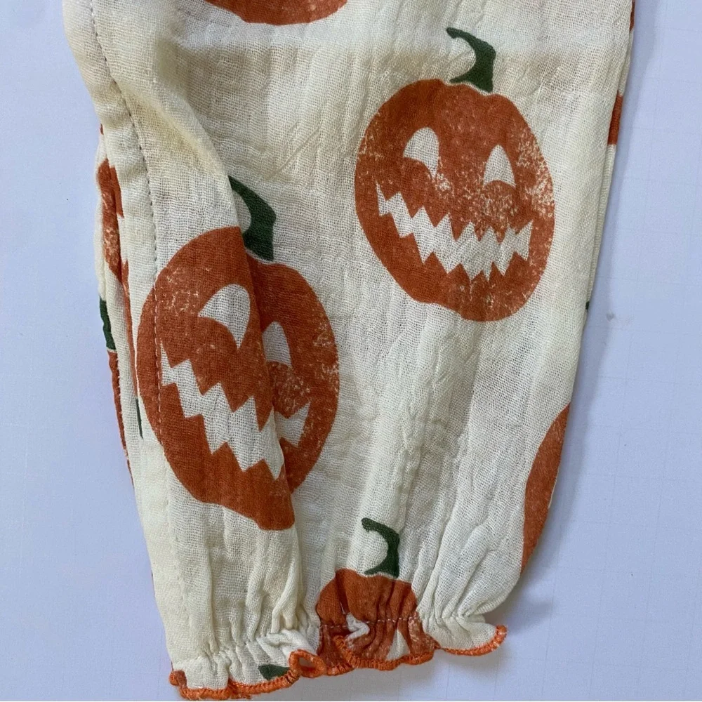Mud Pie Halloween Outfit 6 9 Months NWT Pumpkins Baby Girl’s Orange Ivory New